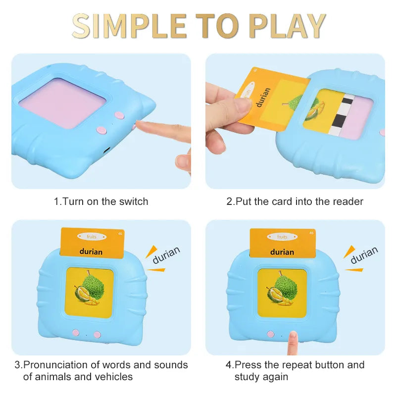 Kids Early Learning Flashcards - Audible Reading Device + 255 Cards!