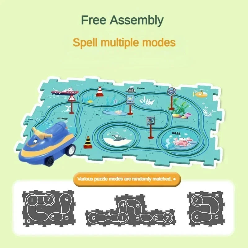 RapidRide™ Children's Educational Puzzle Track Raceway Set.