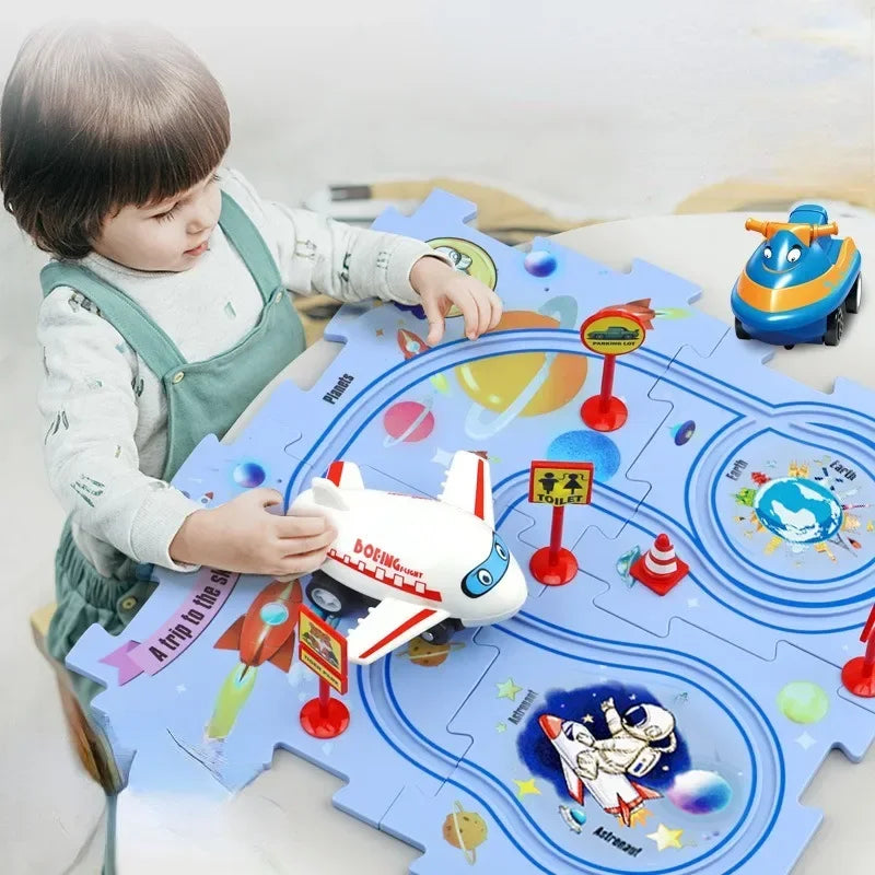 RapidRide™ Children's Educational Puzzle Track Raceway Set.