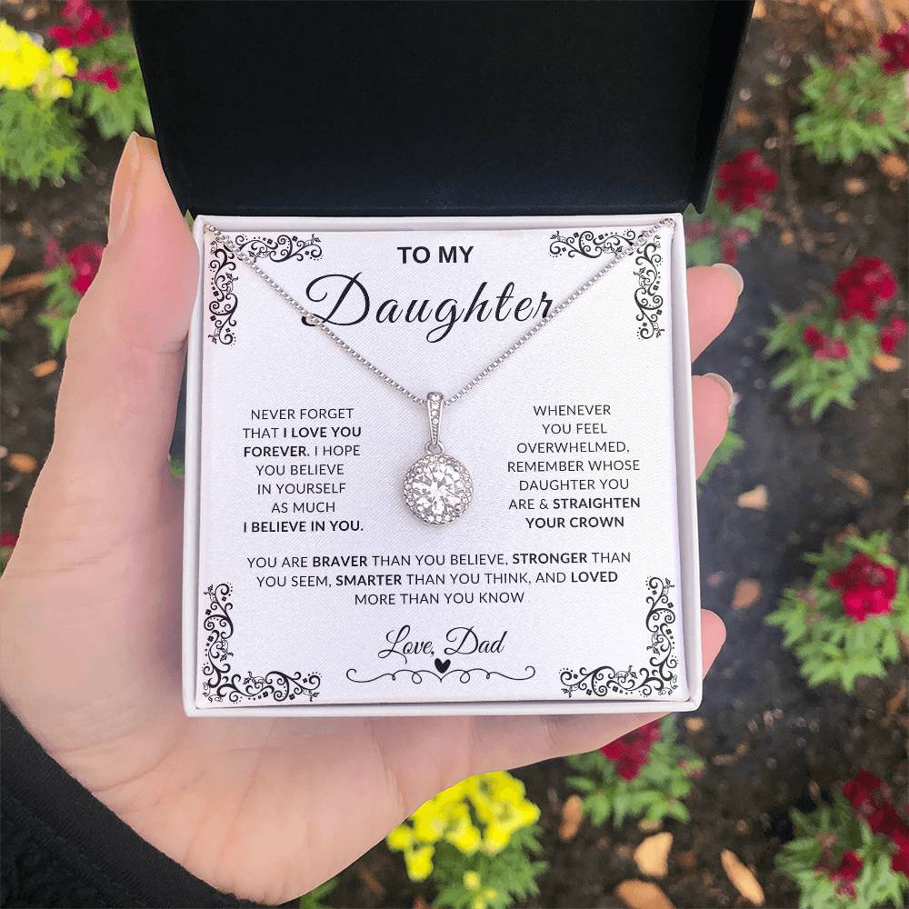 My Daughter, Gift From Dad, Inspirational Strength Gift, Daughter Necklace, Eternal Hope ,Necklace Beauty Necklace (Yellow & White Gold Variants)