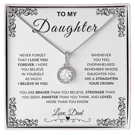 My Daughter, Gift From Dad, Inspirational Strength Gift, Daughter Necklace, Eternal Hope ,Necklace Beauty Necklace (Yellow & White Gold Variants)