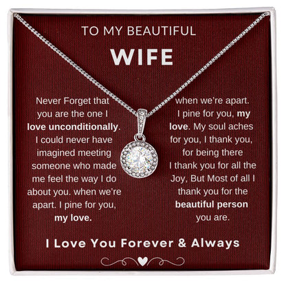 To My Wife Necklace With Message Card, Eternal Hope Necklace Wife Gift From Husband, Anniversary Gift for Wife, Sentimental Gift for Wife, Birthday Gift for Wife