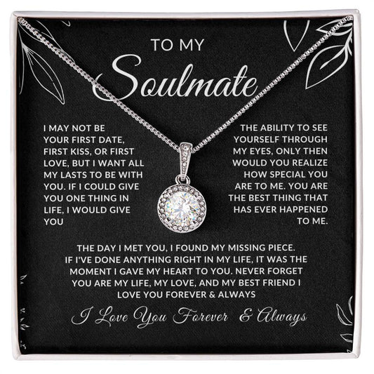 To My Soulmate Necklace With Message Card, Eternal Hope Necklace Soulmate Gift From Husband, Anniversary Gift for Wife, Sentimental Gift for Wife, Birthday Gift for Wife