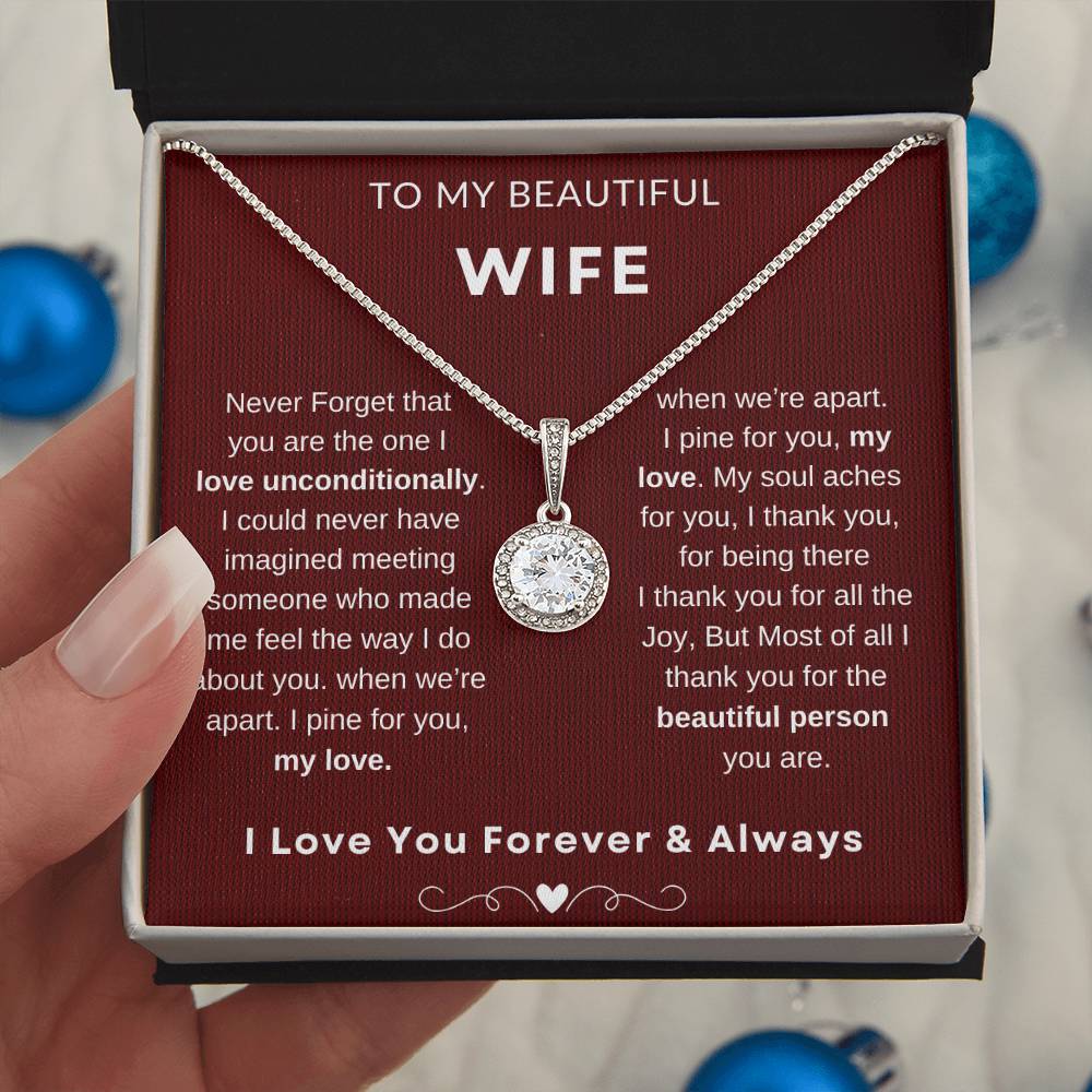 To My Wife Necklace With Message Card, Eternal Hope Necklace Wife Gift From Husband, Anniversary Gift for Wife, Sentimental Gift for Wife, Birthday Gift for Wife