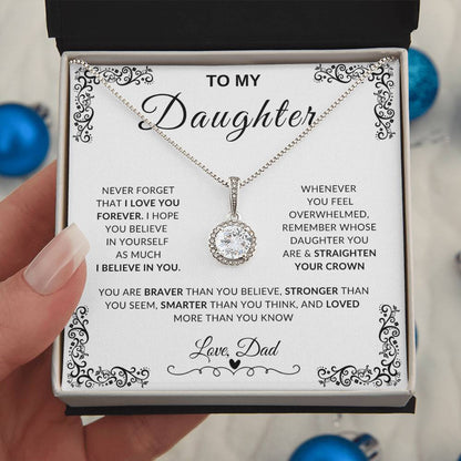 My Daughter, Gift From Dad, Inspirational Strength Gift, Daughter Necklace, Eternal Hope ,Necklace Beauty Necklace (Yellow & White Gold Variants)