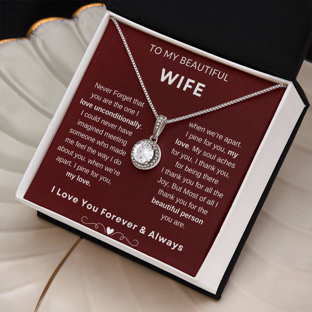 To My Wife Necklace With Message Card, Eternal Hope Necklace Wife Gift From Husband, Anniversary Gift for Wife, Sentimental Gift for Wife, Birthday Gift for Wife