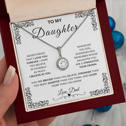 My Daughter, Gift From Dad, Inspirational Strength Gift, Daughter Necklace, Eternal Hope ,Necklace Beauty Necklace (Yellow & White Gold Variants)