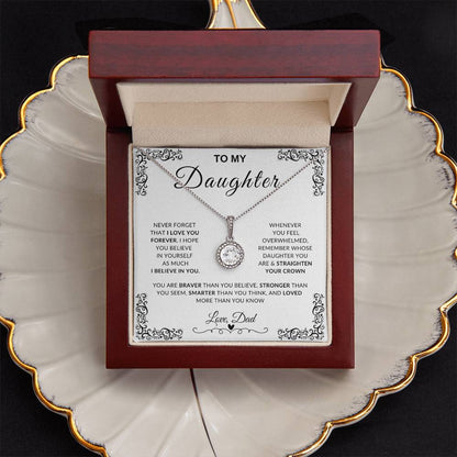 My Daughter, Gift From Dad, Inspirational Strength Gift, Daughter Necklace, Eternal Hope ,Necklace Beauty Necklace (Yellow & White Gold Variants)