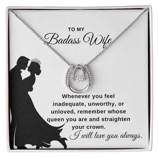 To My Wife Necklace With Message Card, Lucky In Love,  Wife Gift From Husband, Anniversary Gift for Wife, Sentimental Gift for Wife, Birthday Gift for Wife.