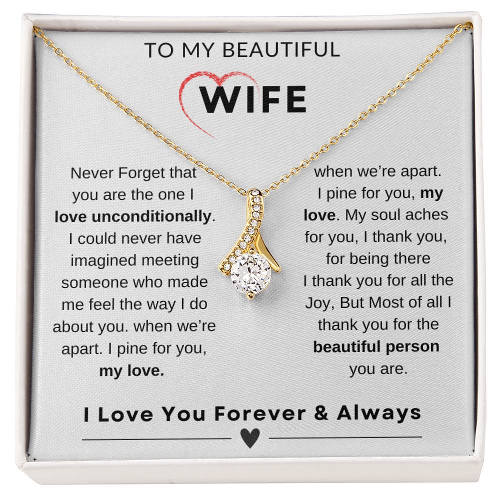 My Wife, Gift From Husband, Love, Emotional Feeling, To My Beautiful Wife. Wife Necklace, Alluring Beauty Necklace (Yellow & White Gold Variants)