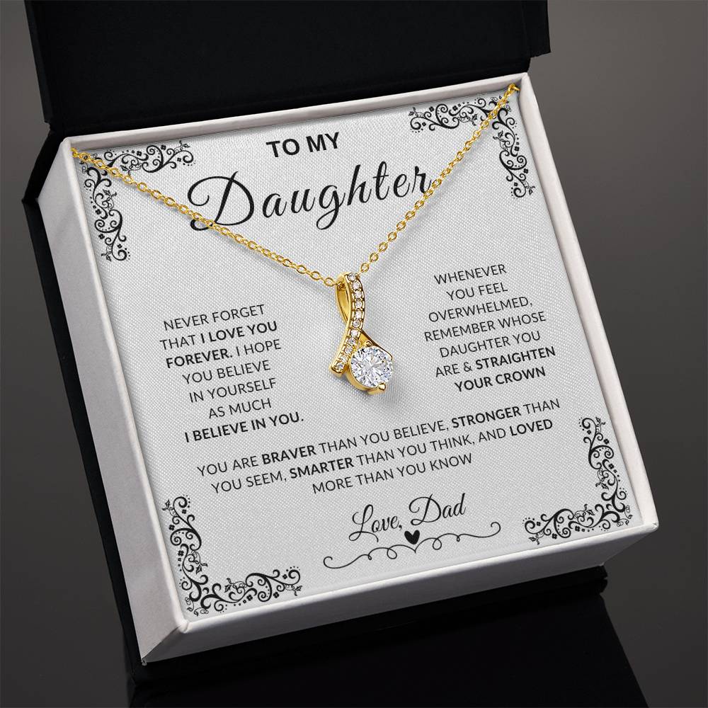 My Daughter, Gift From Dad, Inspirational Strength Gift, Daughter Necklace, Alluring Beauty Necklace (Yellow & White Gold Variants)