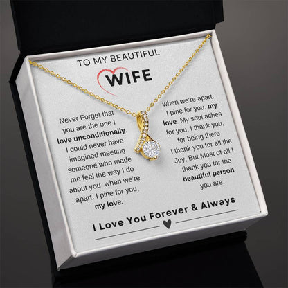 My Wife, Gift From Husband, Love, Emotional Feeling, To My Beautiful Wife. Wife Necklace, Alluring Beauty Necklace (Yellow & White Gold Variants)