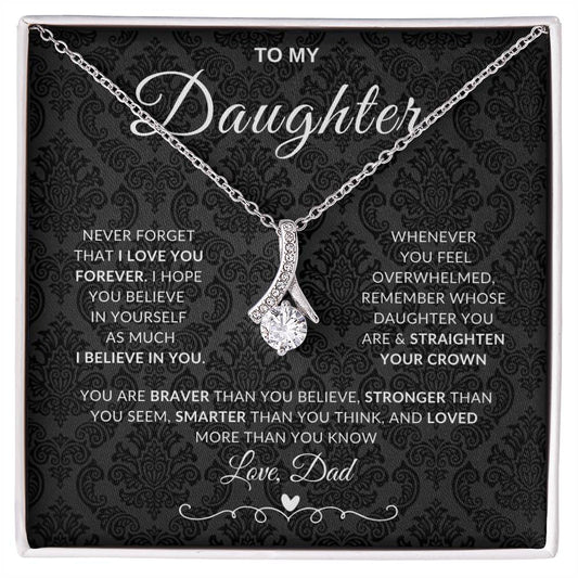 My Daughter, Gift From Dad, Inspirational Strength Gift, Daughter Necklace, Alluring Beauty Necklace (Yellow & White Gold Variants)