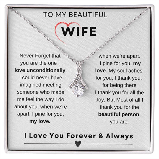 My Wife, Gift From Husband, Love, Emotional Feeling, To My Beautiful Wife. Wife Necklace, Alluring Beauty Necklace (Yellow & White Gold Variants)