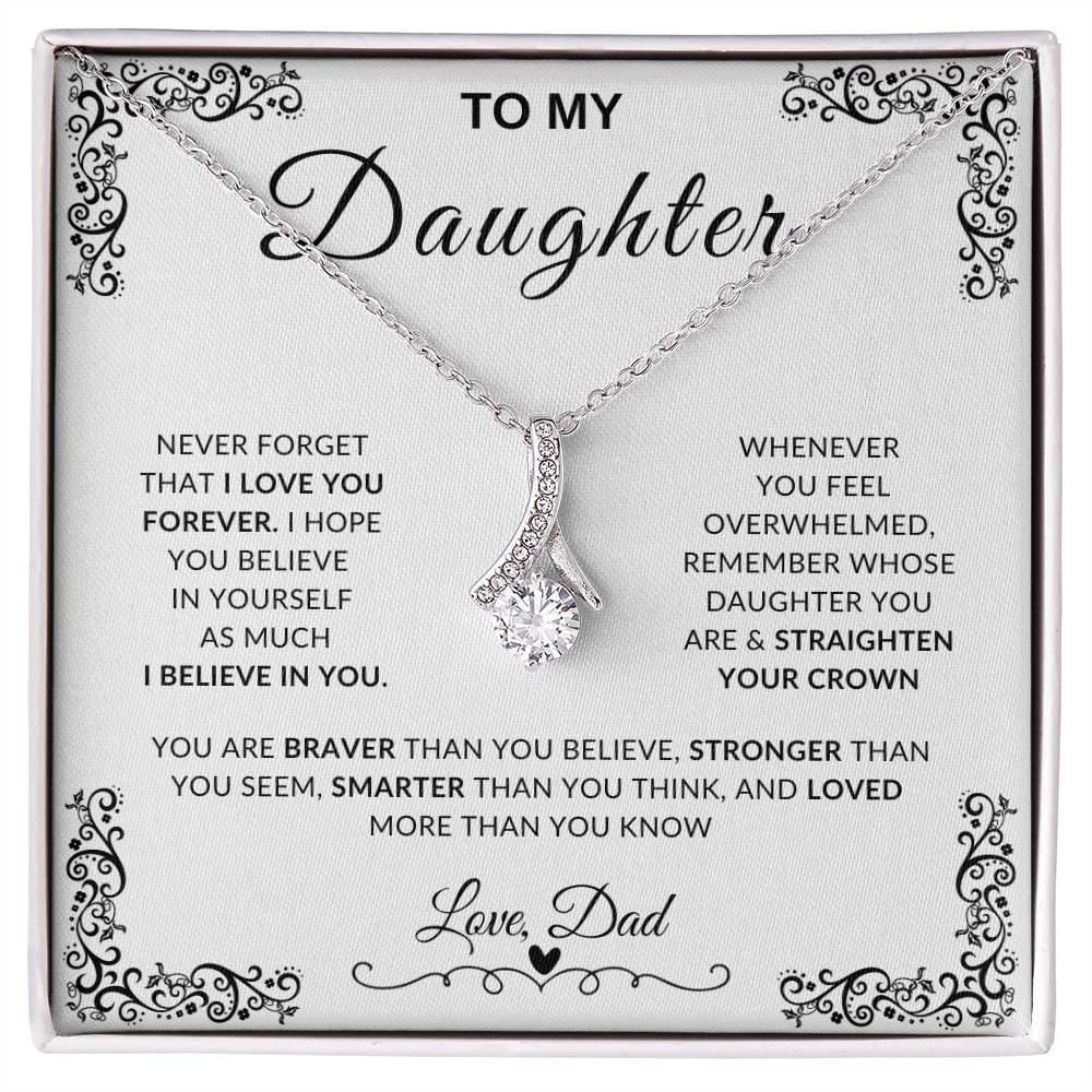 My Daughter, Gift From Dad, Inspirational Strength Gift, Daughter Necklace, Alluring Beauty Necklace (Yellow & White Gold Variants)