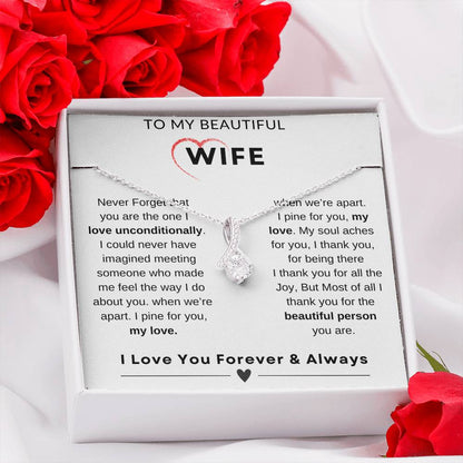 My Wife, Gift From Husband, Love, Emotional Feeling, To My Beautiful Wife. Wife Necklace, Alluring Beauty Necklace (Yellow & White Gold Variants)