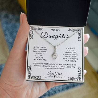 My Daughter, Gift From Dad, Inspirational Strength Gift, Daughter Necklace, Alluring Beauty Necklace (Yellow & White Gold Variants)