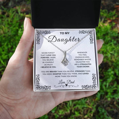 My Daughter, Gift From Dad, Inspirational Strength Gift, Daughter Necklace, Alluring Beauty Necklace (Yellow & White Gold Variants)