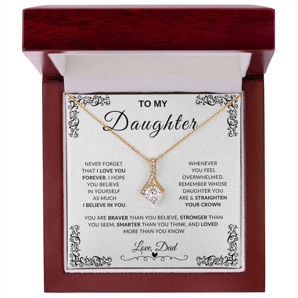 My Daughter, Gift From Dad, Inspirational Strength Gift, Daughter Necklace, Alluring Beauty Necklace (Yellow & White Gold Variants)