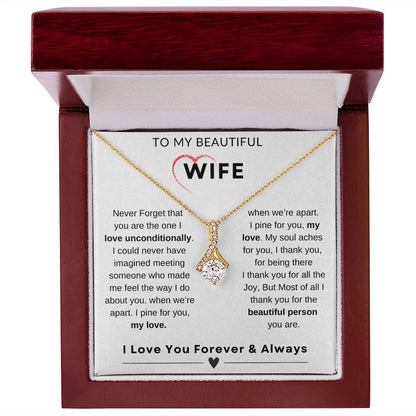 My Wife, Gift From Husband, Love, Emotional Feeling, To My Beautiful Wife. Wife Necklace, Alluring Beauty Necklace (Yellow & White Gold Variants)