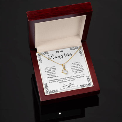 My Daughter, Gift From Dad, Inspirational Strength Gift, Daughter Necklace, Alluring Beauty Necklace (Yellow & White Gold Variants)