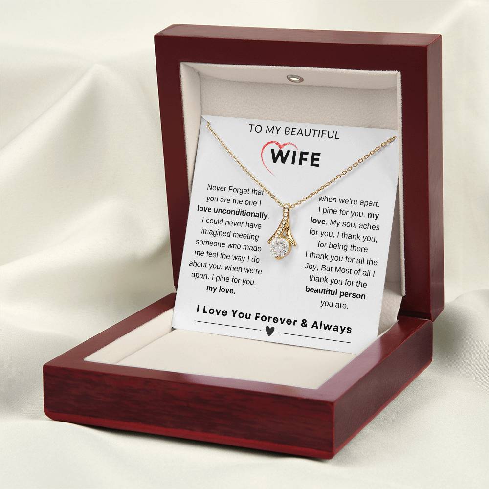 My Wife, Gift From Husband, Love, Emotional Feeling, To My Beautiful Wife. Wife Necklace, Alluring Beauty Necklace (Yellow & White Gold Variants)