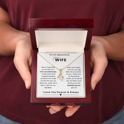 My Wife, Gift From Husband, Love, Emotional Feeling, To My Beautiful Wife. Wife Necklace, Alluring Beauty Necklace (Yellow & White Gold Variants)