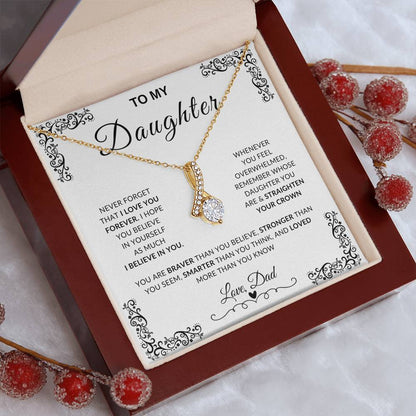 My Daughter, Gift From Dad, Inspirational Strength Gift, Daughter Necklace, Alluring Beauty Necklace (Yellow & White Gold Variants)