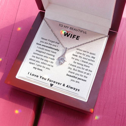 My Wife, Gift From Husband, Love, Emotional Feeling, To My Beautiful Wife. Wife Necklace, Alluring Beauty Necklace (Yellow & White Gold Variants)