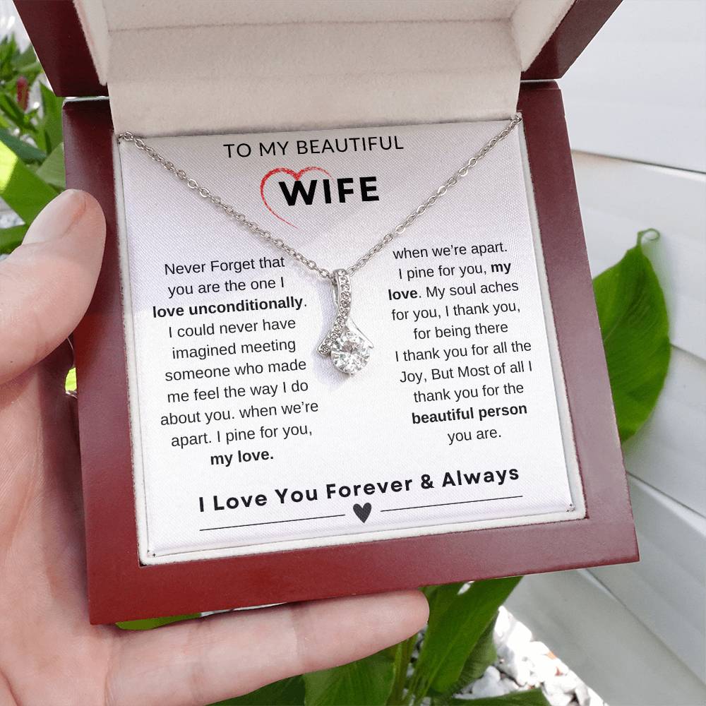 My Wife, Gift From Husband, Love, Emotional Feeling, To My Beautiful Wife. Wife Necklace, Alluring Beauty Necklace (Yellow & White Gold Variants)