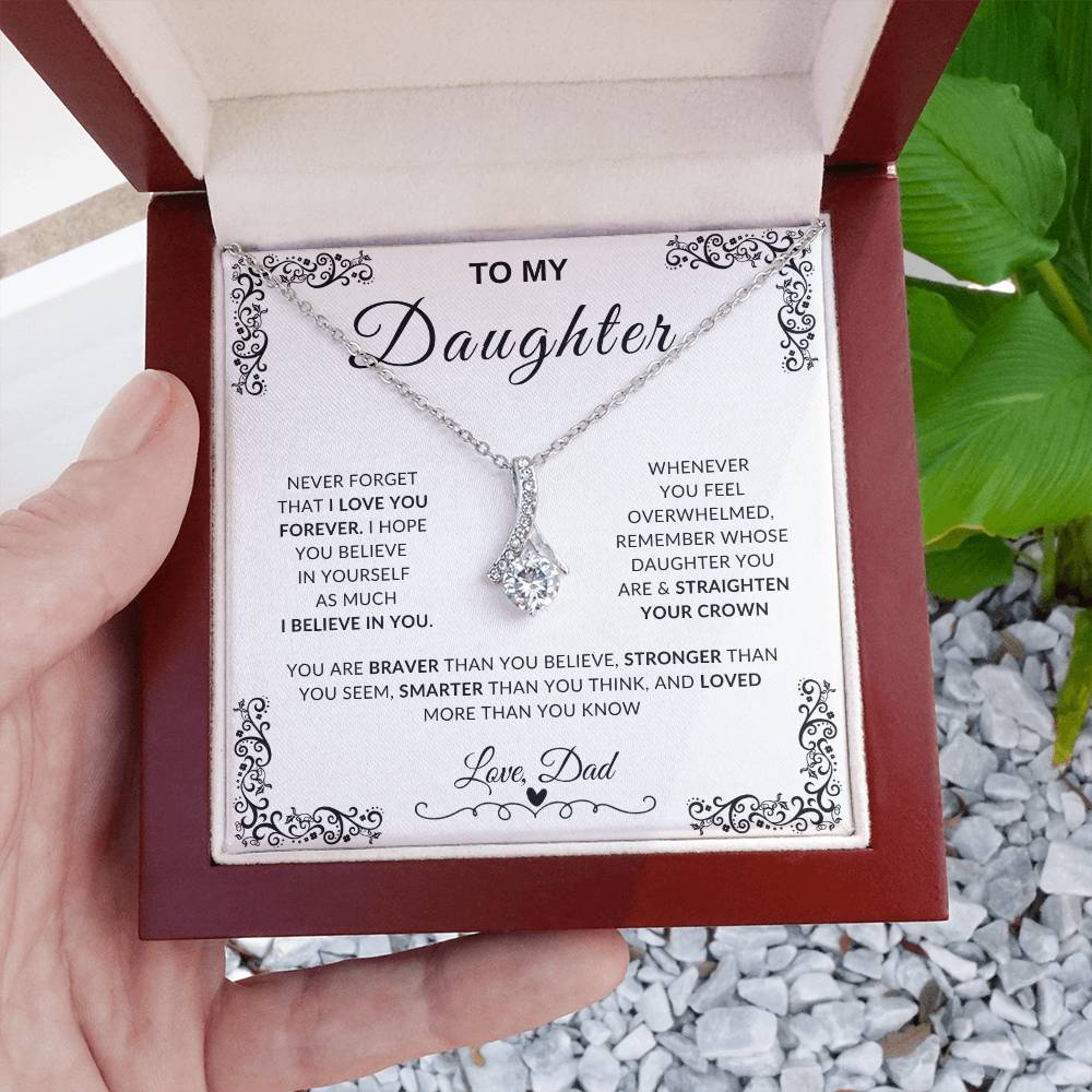 My Daughter, Gift From Dad, Inspirational Strength Gift, Daughter Necklace, Alluring Beauty Necklace (Yellow & White Gold Variants)