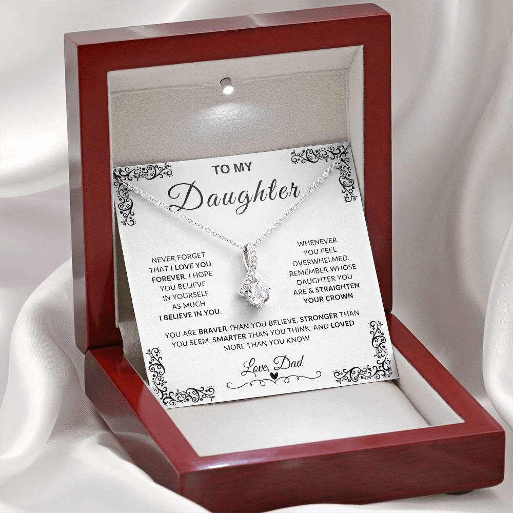 My Daughter, Gift From Dad, Inspirational Strength Gift, Daughter Necklace, Alluring Beauty Necklace (Yellow & White Gold Variants)