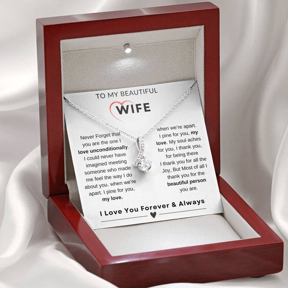 My Wife, Gift From Husband, Love, Emotional Feeling, To My Beautiful Wife. Wife Necklace, Alluring Beauty Necklace (Yellow & White Gold Variants)