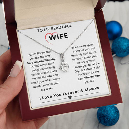 My Wife, Gift From Husband, Love, Emotional Feeling, To My Beautiful Wife. Wife Necklace, Alluring Beauty Necklace (Yellow & White Gold Variants)