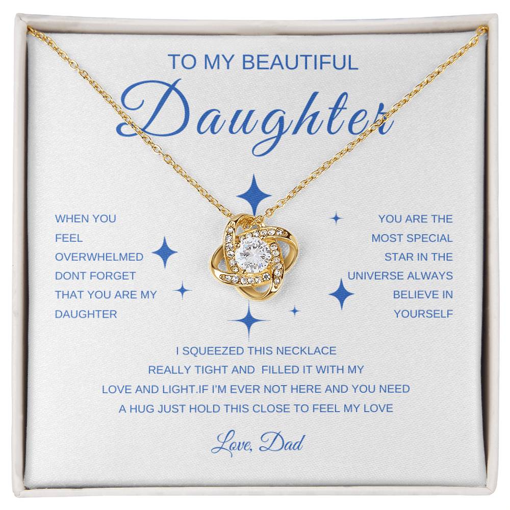 My Daughter, Gift From Dad, Inspirational Strength Gift, Daughter Necklace, Love Knot Necklace (Yellow & White Gold Variants)