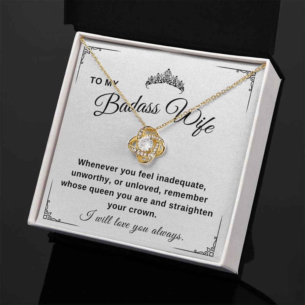 To My Wife Necklace With Message Card, Love Knot Necklace (Yellow & White Gold Variants), Wife Gift From Husband, Anniversary Gift for Wife, Sentimental Gift for Wife, Birthday Gift for Wife.