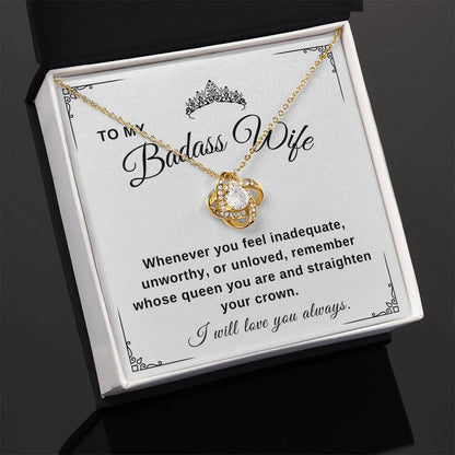 To My Wife Necklace With Message Card, Love Knot Necklace (Yellow & White Gold Variants), Wife Gift From Husband, Anniversary Gift for Wife, Sentimental Gift for Wife, Birthday Gift for Wife.