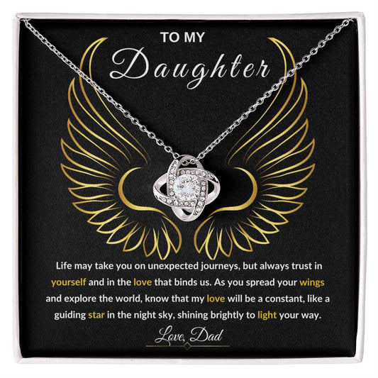 My Daughter, Gift From Dad, Inspirational Strength Gift, Daughter Necklace, Love Knot Necklace (Yellow & White Gold Variants)