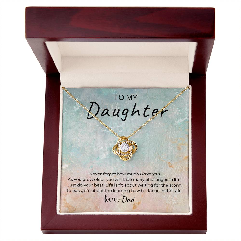 My Daughter, Gift From Dad, Inspirational Strength Gift, Daughter Necklace, Love Knot Necklace (Yellow & White Gold Variants)