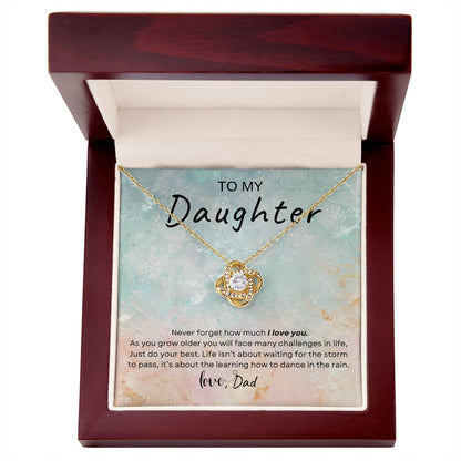 My Daughter, Gift From Dad, Inspirational Strength Gift, Daughter Necklace, Love Knot Necklace (Yellow & White Gold Variants)