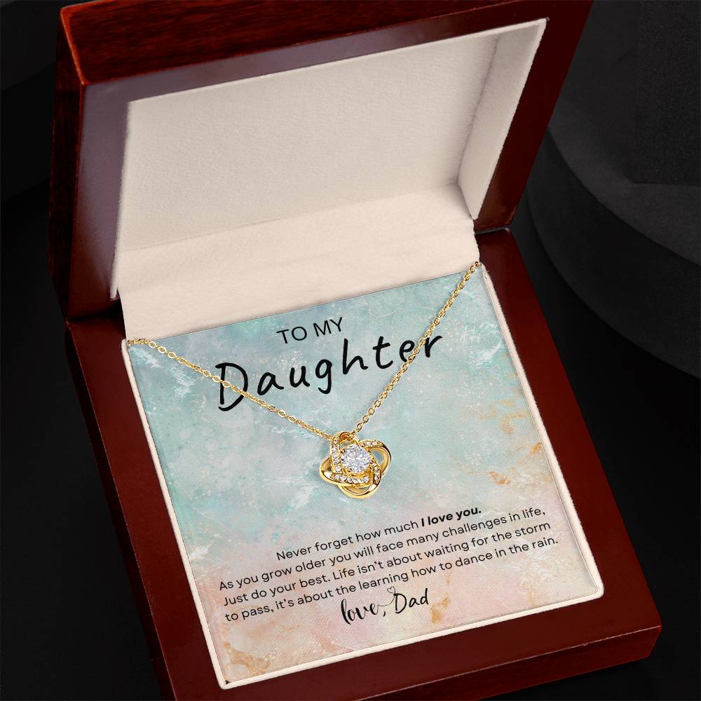 My Daughter, Gift From Dad, Inspirational Strength Gift, Daughter Necklace, Love Knot Necklace (Yellow & White Gold Variants)