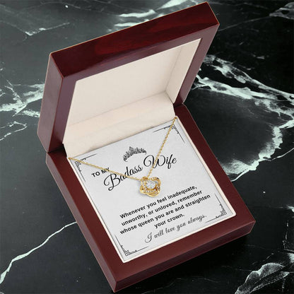 To My Wife Necklace With Message Card, Love Knot Necklace (Yellow & White Gold Variants), Wife Gift From Husband, Anniversary Gift for Wife, Sentimental Gift for Wife, Birthday Gift for Wife.