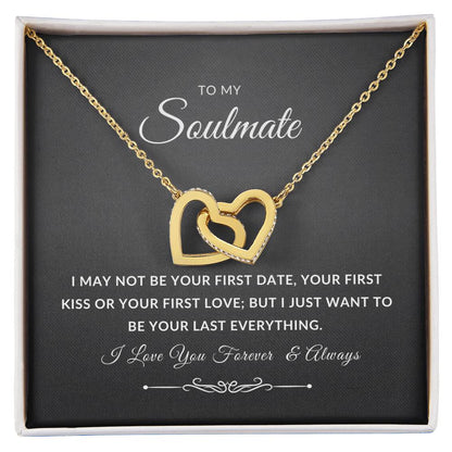 To My Wife Necklace With Message Card, Wife Gift From Husband, Anniversary Gift for Wife, Sentimental Gift for Wife, Birthday Gift for Wife. Interlocking Hearts Necklace (Yellow & White Gold Variants)