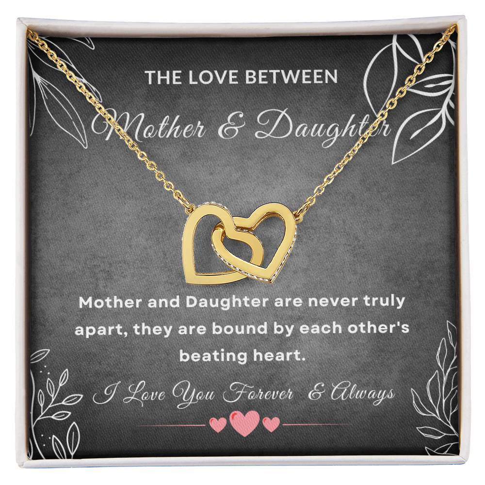 Mother and daughter gift, the love between mother and daughter, christmas gift, birthday gift, forever gift, Interlocking Hearts Necklace (Yellow & White Gold Variants)