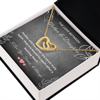 Mother and daughter gift, the love between mother and daughter, christmas gift, birthday gift, forever gift, Interlocking Hearts Necklace (Yellow & White Gold Variants)