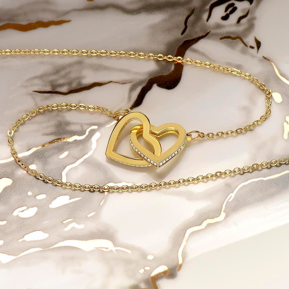 My Daughter, Gift From Dad, Inspirational Strength Gift, Daughter Necklace, Interlocking Hearts Necklace (Yellow & White Gold Variants)