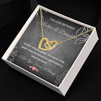 Mother and daughter gift, the love between mother and daughter, christmas gift, birthday gift, forever gift, Interlocking Hearts Necklace (Yellow & White Gold Variants)