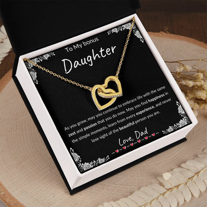 My Daughter, Gift From Dad, Inspirational Strength Gift, Daughter Necklace, Interlocking Hearts Necklace(Yellow & White Gold Variants)