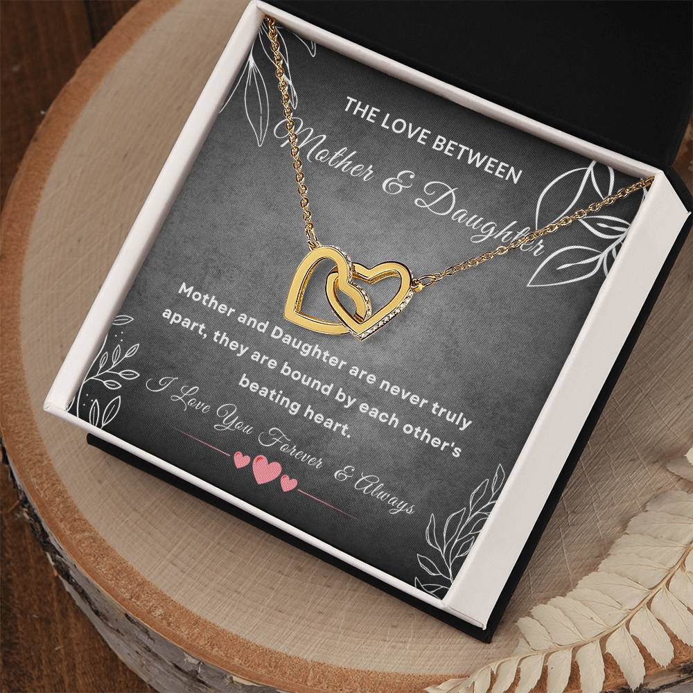 Mother and daughter gift, the love between mother and daughter, christmas gift, birthday gift, forever gift, Interlocking Hearts Necklace (Yellow & White Gold Variants)