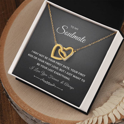 To My Wife Necklace With Message Card, Wife Gift From Husband, Anniversary Gift for Wife, Sentimental Gift for Wife, Birthday Gift for Wife. Interlocking Hearts Necklace (Yellow & White Gold Variants)